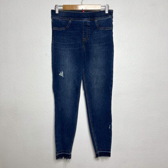 Spanx Medium Wash Distressed Ankle Skinny High Rise Jeans Size Medium - Picture 2 of 10